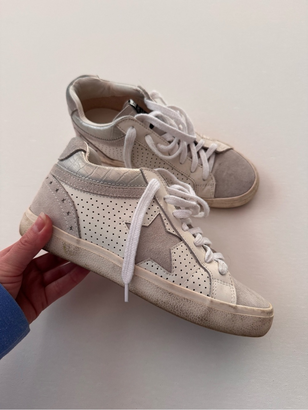 Vintage Havana Bounce White Grey Croco Star Sneakers Womens 7